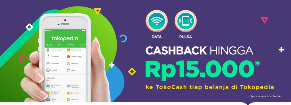 Tokopedia Cashback Pulsa Hingga Rp15.000 ke TokoCash Ti